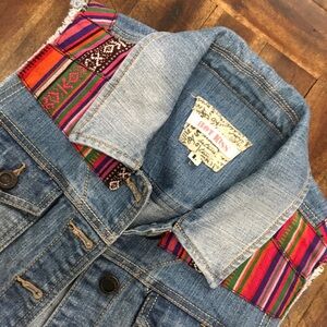 Hot Kiss Girls Large Colorful Denim Kids Jacket
